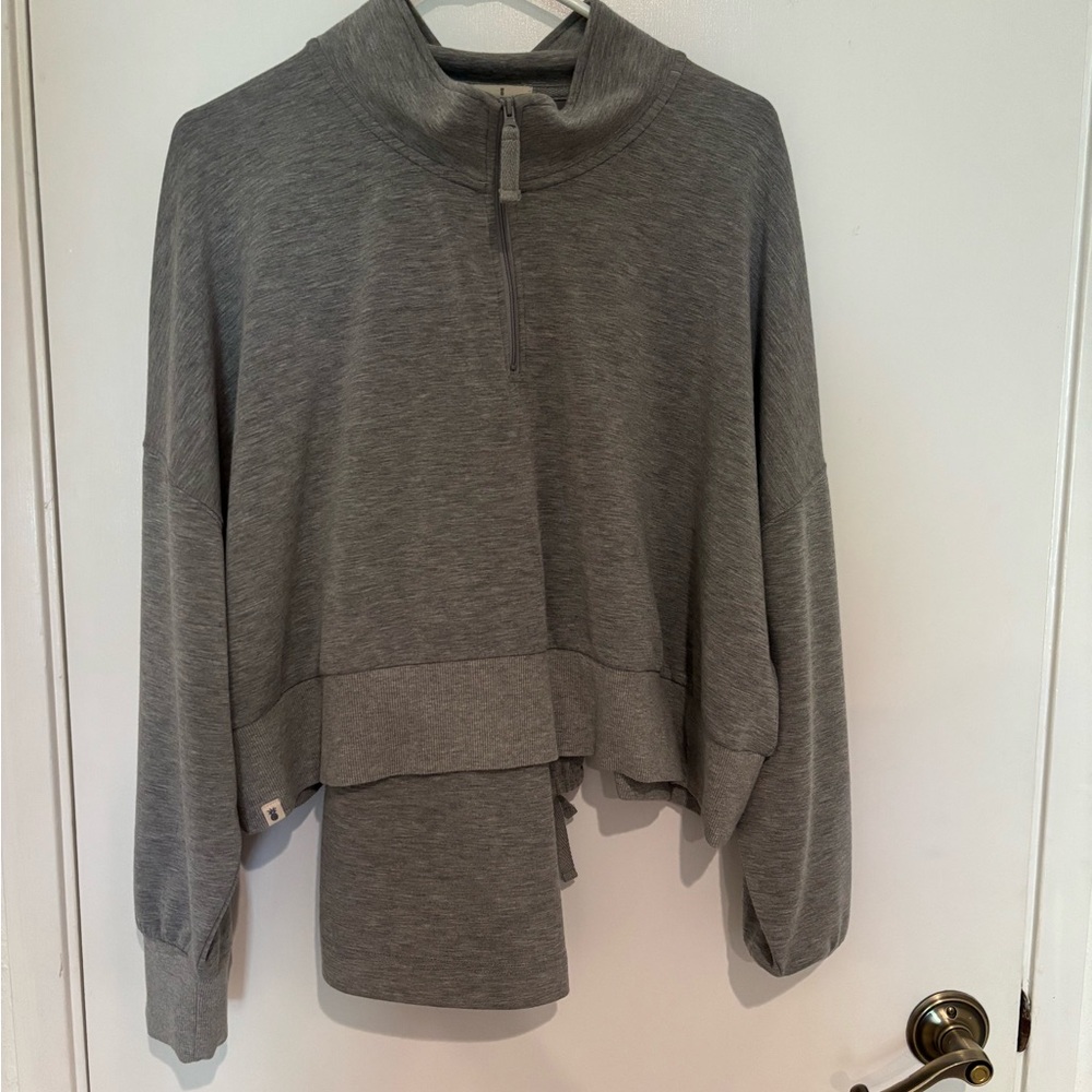 Simply Southern Gray Quarter-Zip Pullover and Gray Sweatpants Set